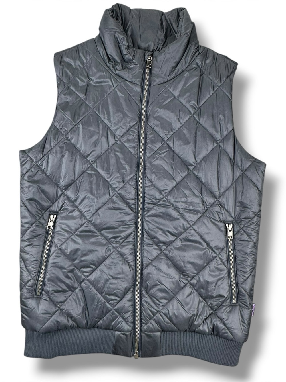 Patagonia Black Prow Bomber Quilted Full Zip Vest Size Small